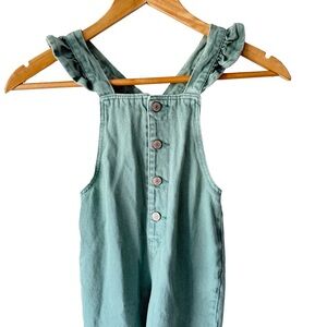 Zara Kids Green Ruffle Overalls 3/4 Years